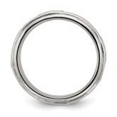 Chisel Stainless Steel Polished Cross 7.7mm Grooved and Beaded Band